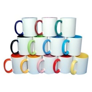Caneca Cerâmica Alça Colorida Personalizada