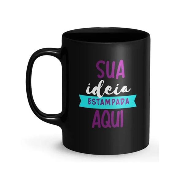 Caneca Cerâmica Porcelana Preta Personalizada