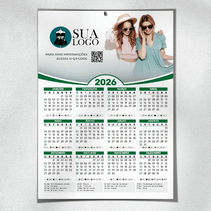 Calendário de Parede Personalizado 2026