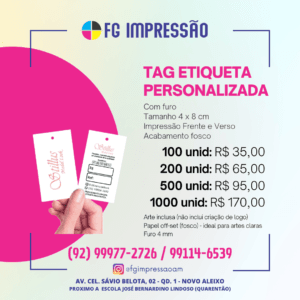 Tag Personalizada Retangular 5x8 cm (Foto 2) – Personalizados em Manaus – FG Impressão